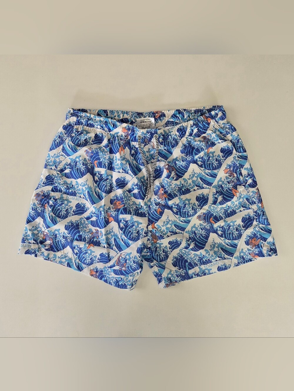 Men's Blue Wave Koi Print Swim Trunks